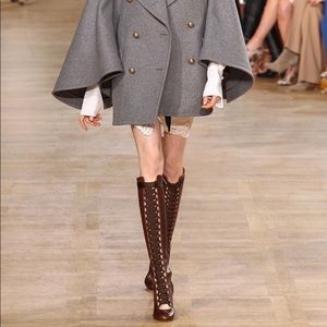 Chloe knee length lace up boot round toe